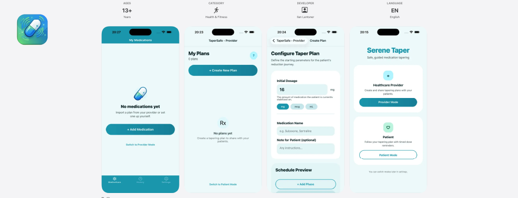 TaperSafe patient home screen with countdown timer
